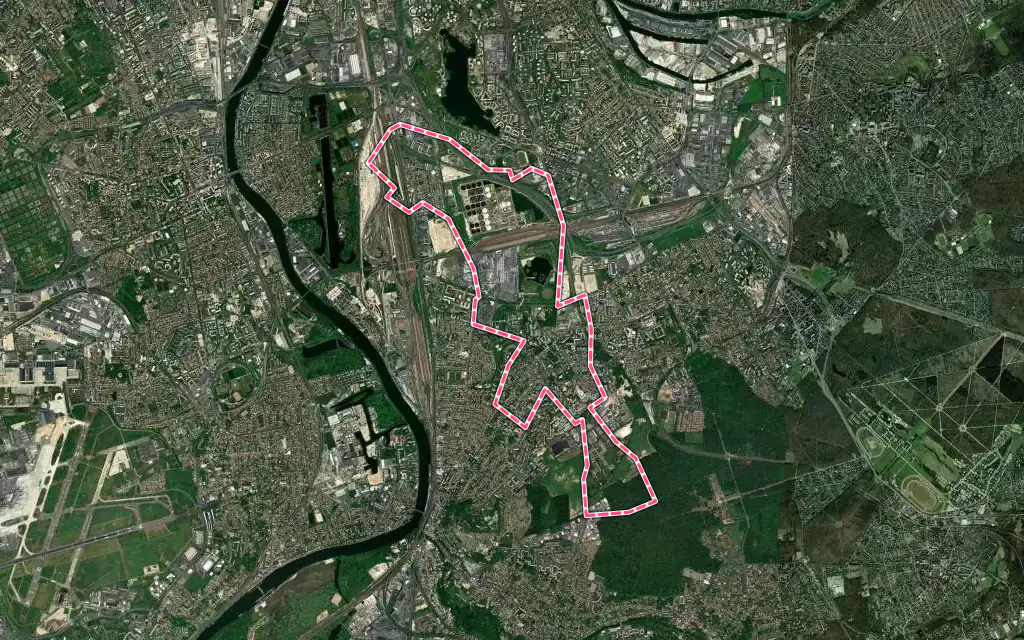 Vue satellite de Valenton avec ses contours administratifs
