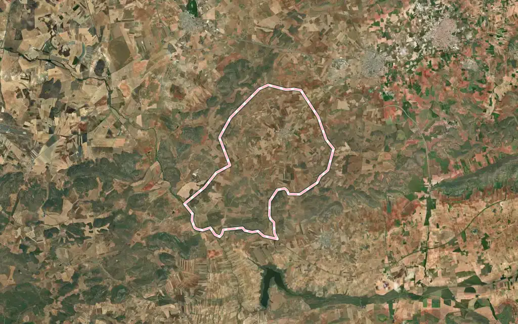 Vista satélite de Valenzuela de Calatrava con su contorno administrativo