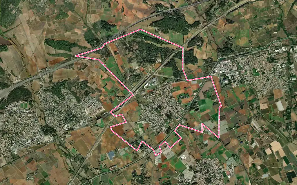 Vue satellite de Valergues avec ses contours administratifs