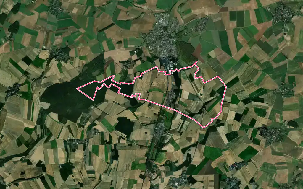 Vue satellite de Valescourt avec ses contours administratifs