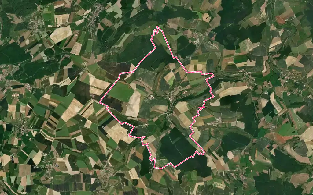 Vue satellite de Valfroicourt avec ses contours administratifs