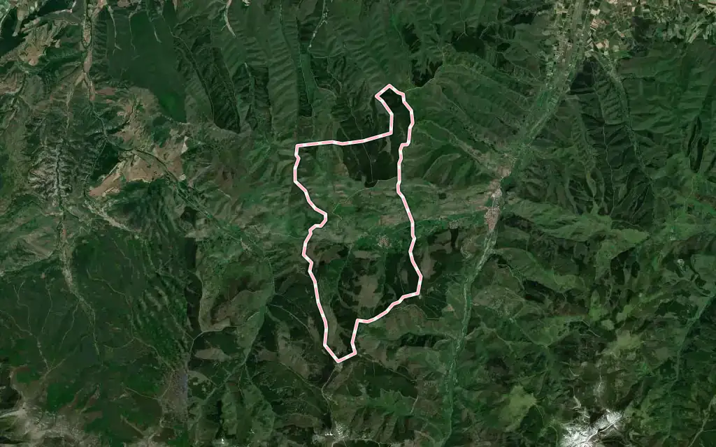 Vista satélite de Valgañón con su contorno administrativo