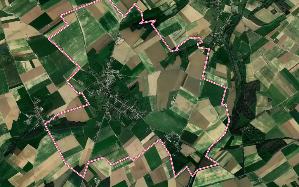 Vue satellite de Valhuon avec ses contours administratifs