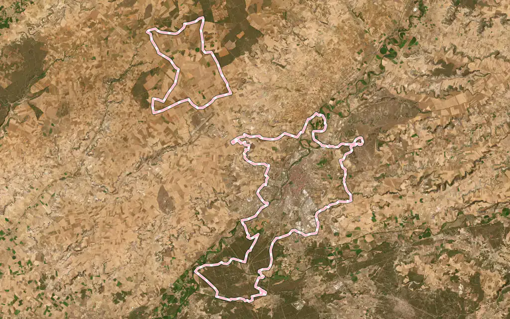 Vista satélite de Valladolid con su contorno administrativo