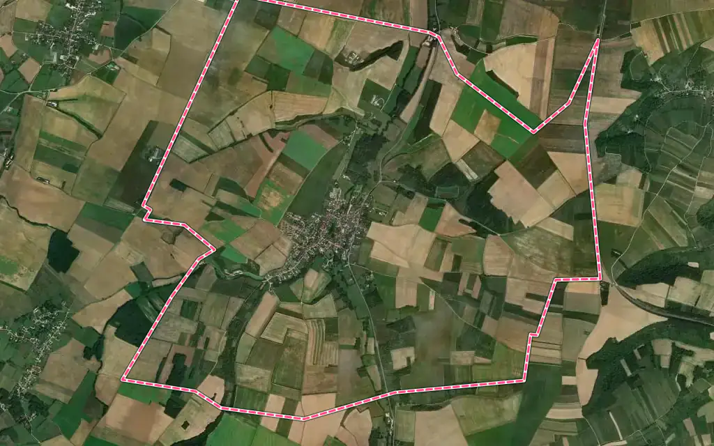 Vue satellite de Vallan avec ses contours administratifs