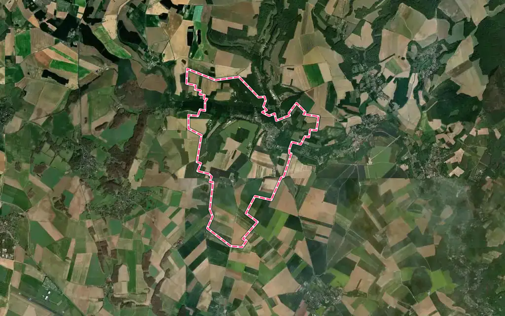 Vue satellite de Vallangoujard avec ses contours administratifs