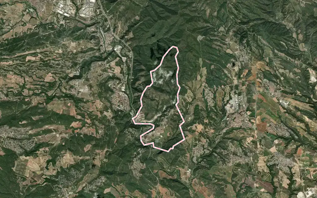 Vista satélite de Vallbona d'Anoia con su contorno administrativo