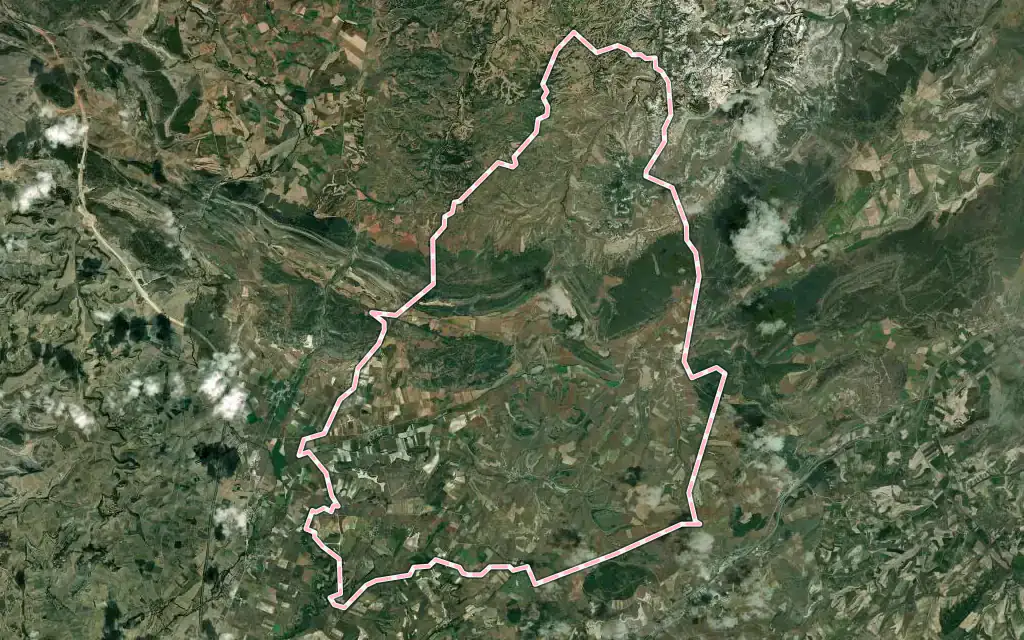Vista satélite de Valle de las Navas con su contorno administrativo