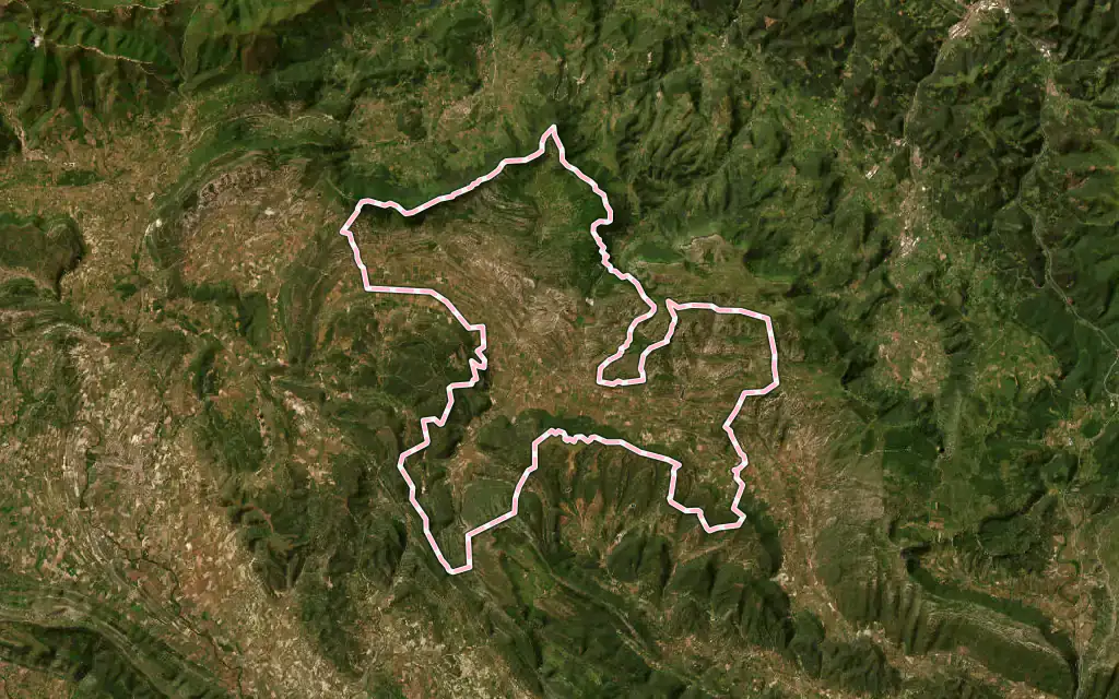 Vista satélite de Valle de Losa con su contorno administrativo