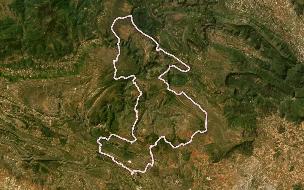 Vista satélite de Valle de Sedano con su contorno administrativo