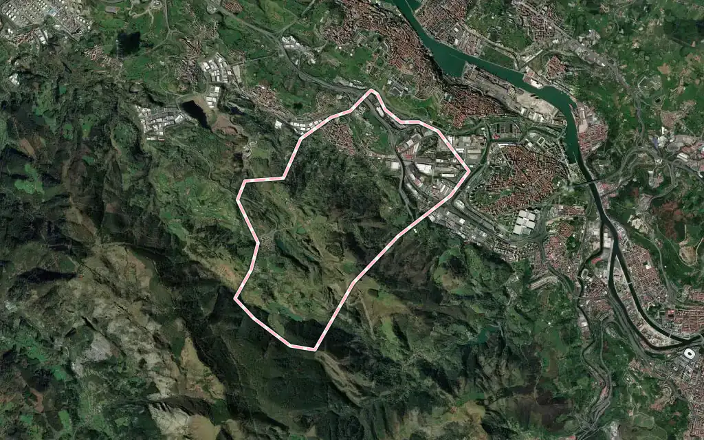 Vista satélite de Valle de Trápaga-Trapagaran con su contorno administrativo