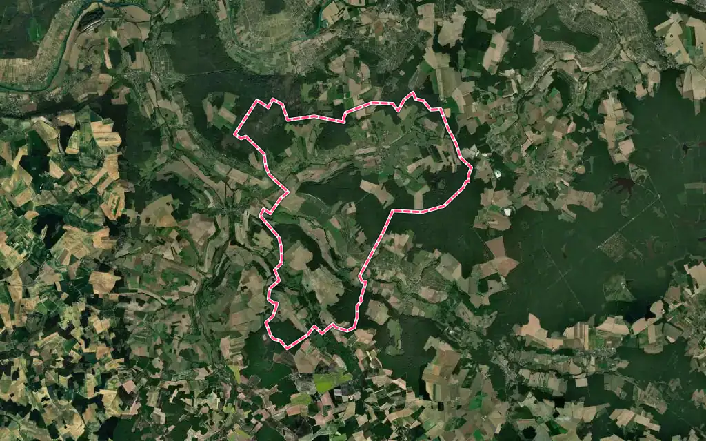 Vue satellite de Vallées en Champagne avec ses contours administratifs