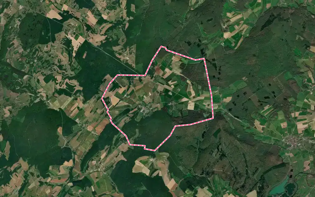 Vue satellite de Vallerois-le-Bois avec ses contours administratifs