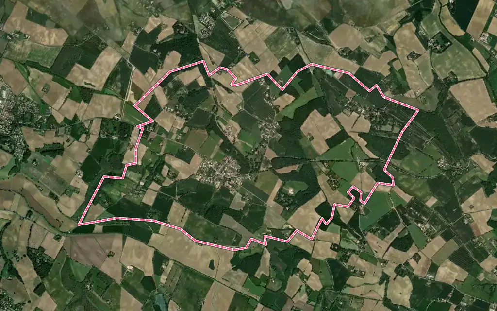 Vue satellite de Vallesvilles avec ses contours administratifs