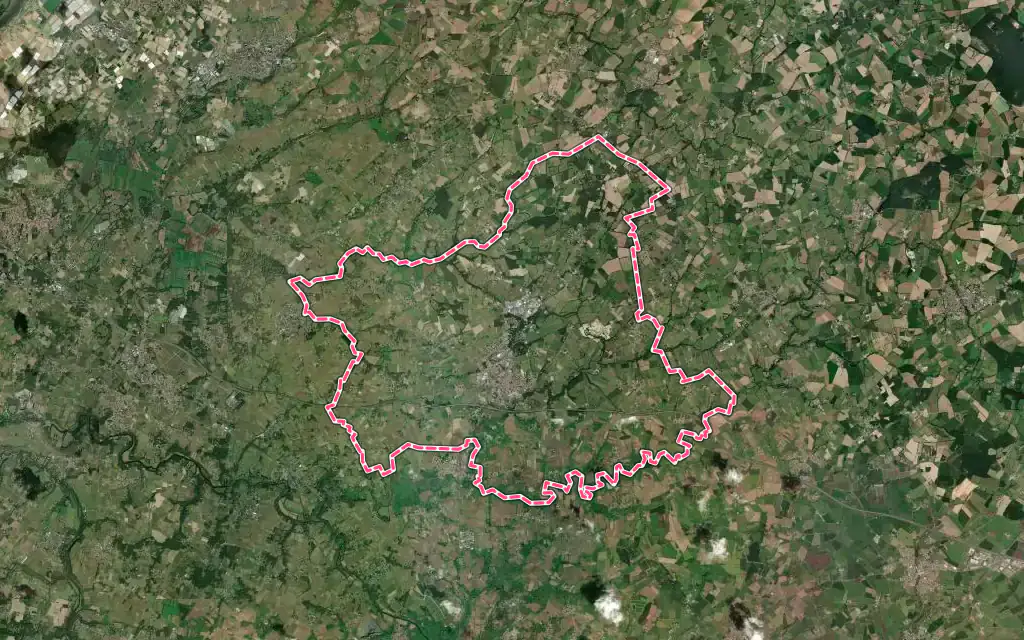 Vue satellite de Vallet avec ses contours administratifs