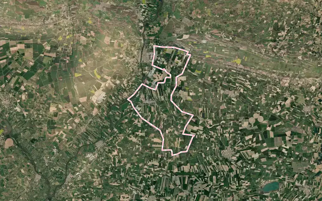 Vista satélite de Vallfogona de Balaguer con su contorno administrativo