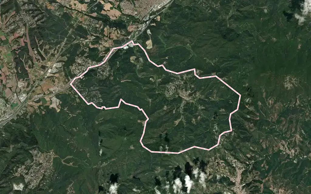 Vista satélite de Vallgorguina con su contorno administrativo