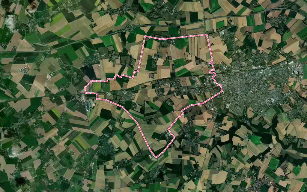 Vue satellite de Valliquerville avec ses contours administratifs