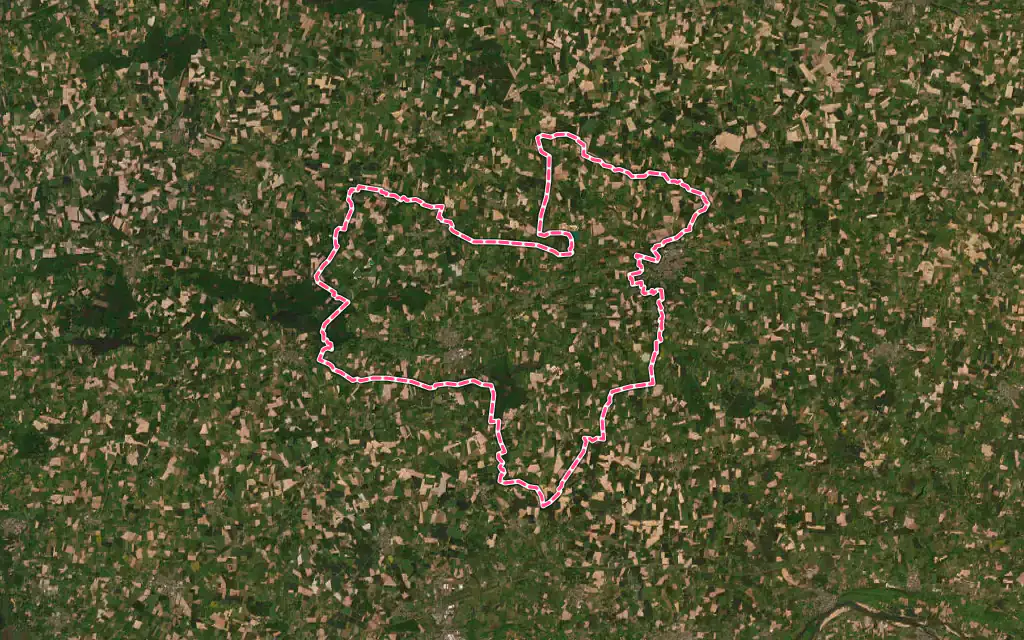 Vue satellite de Vallons-de-l'Erdre avec ses contours administratifs