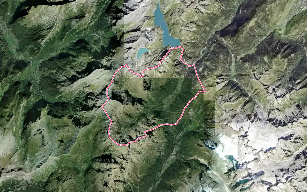 Vue satellite de Vallorcine avec ses contours administratifs