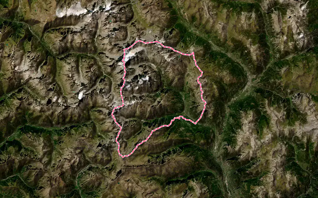 Vue satellite de Vallouise-Pelvoux avec ses contours administratifs