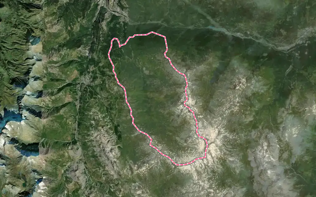 Vue satellite de Valmeinier avec ses contours administratifs