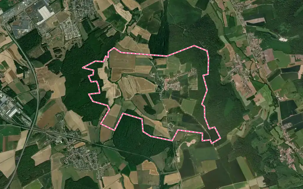 Vue satellite de Valmestroff avec ses contours administratifs