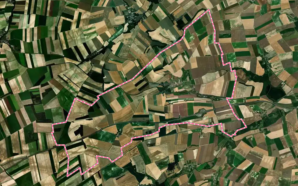 Vue satellite de Valmy avec ses contours administratifs