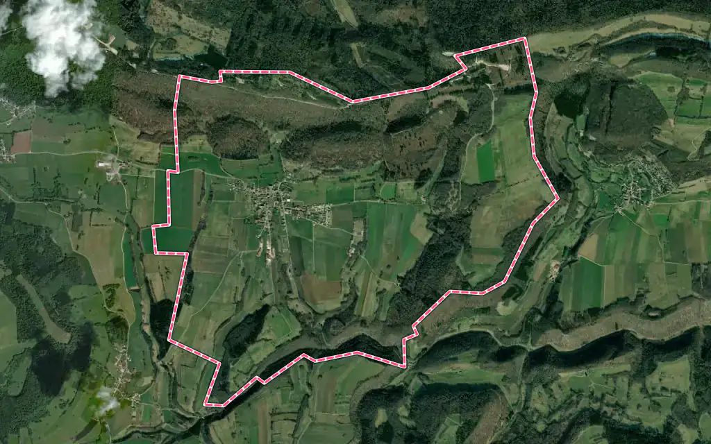 Vue satellite de Valonne avec ses contours administratifs