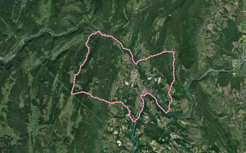 Vue satellite de Valserhône avec ses contours administratifs