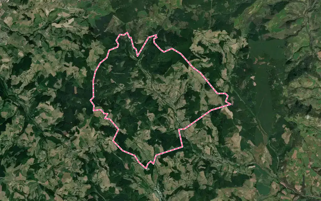 Vue satellite de Valsonne avec ses contours administratifs