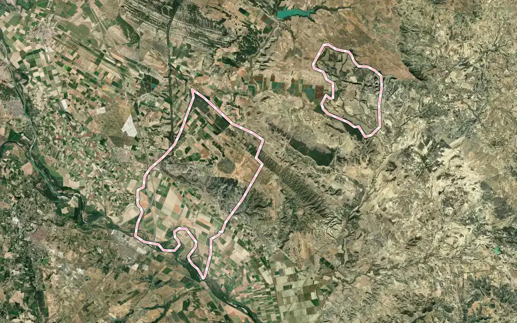 Vista satélite de Valtierra con su contorno administrativo