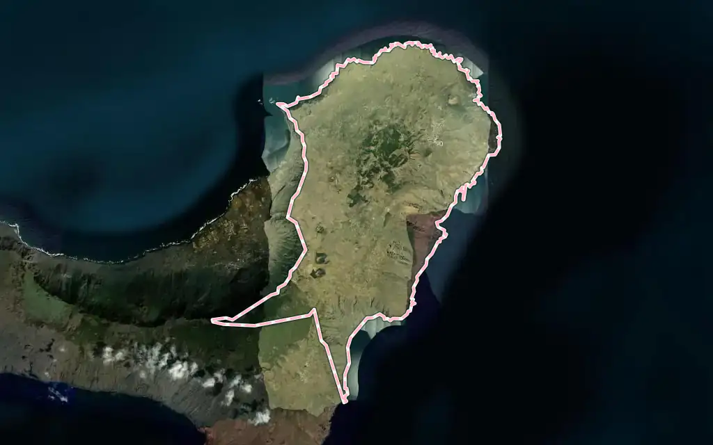 Vista satélite de Valverde con su contorno administrativo