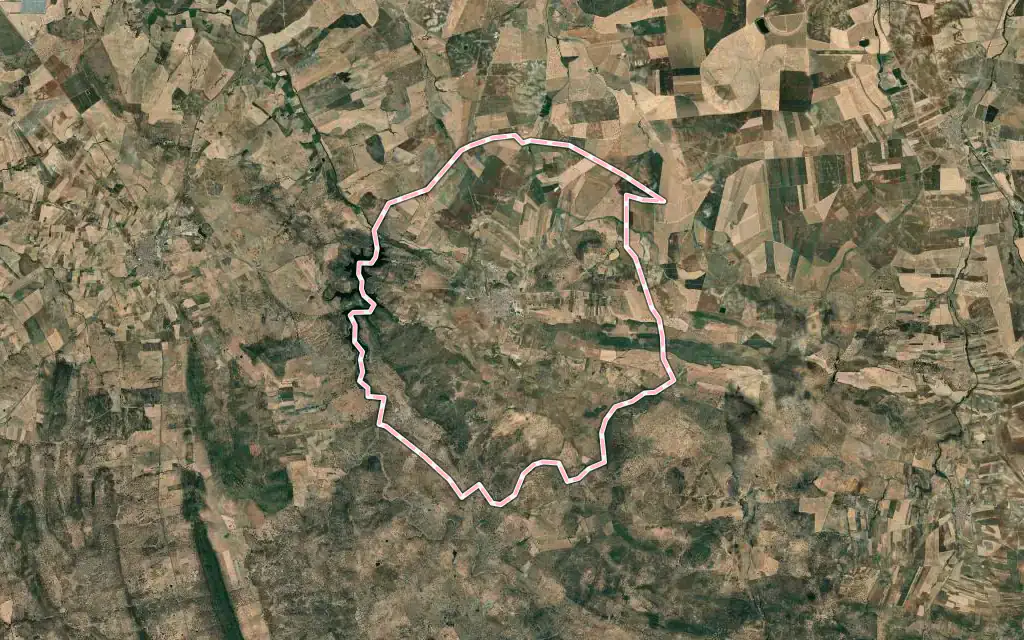 Vista satélite de Valverde de Leganés con su contorno administrativo