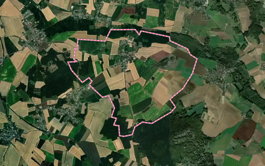 Vue satellite de Vandélicourt avec ses contours administratifs