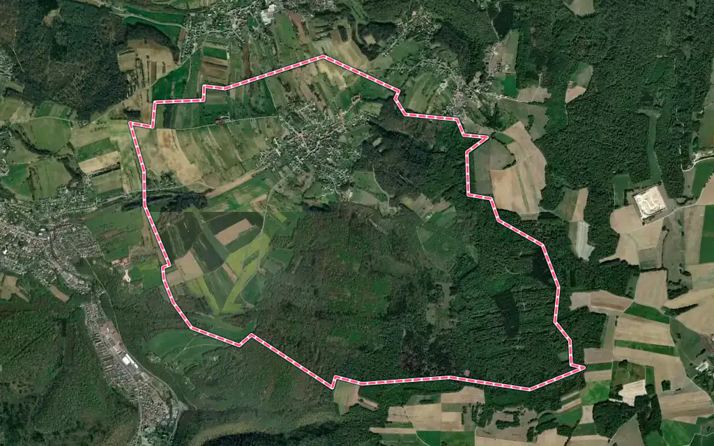 Vue satellite de Vandoncourt avec ses contours administratifs