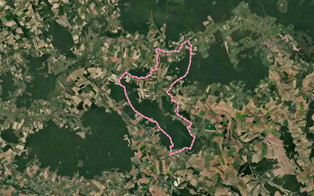 Vue satellite de Vanlay avec ses contours administratifs