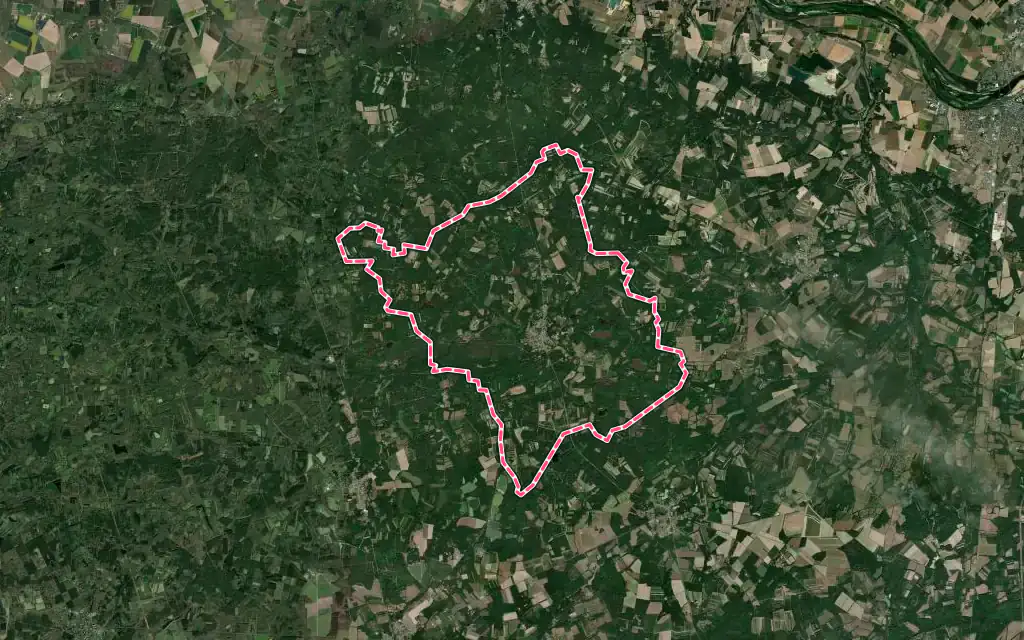 Vue satellite de Vannes-sur-Cosson avec ses contours administratifs
