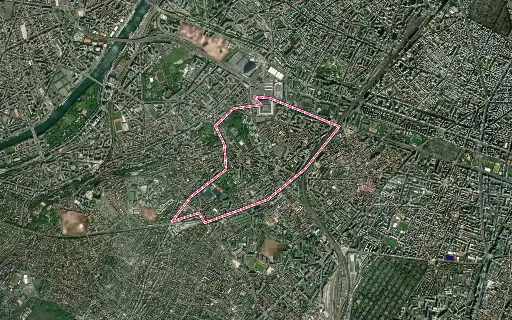 Vue satellite de Vanves avec ses contours administratifs