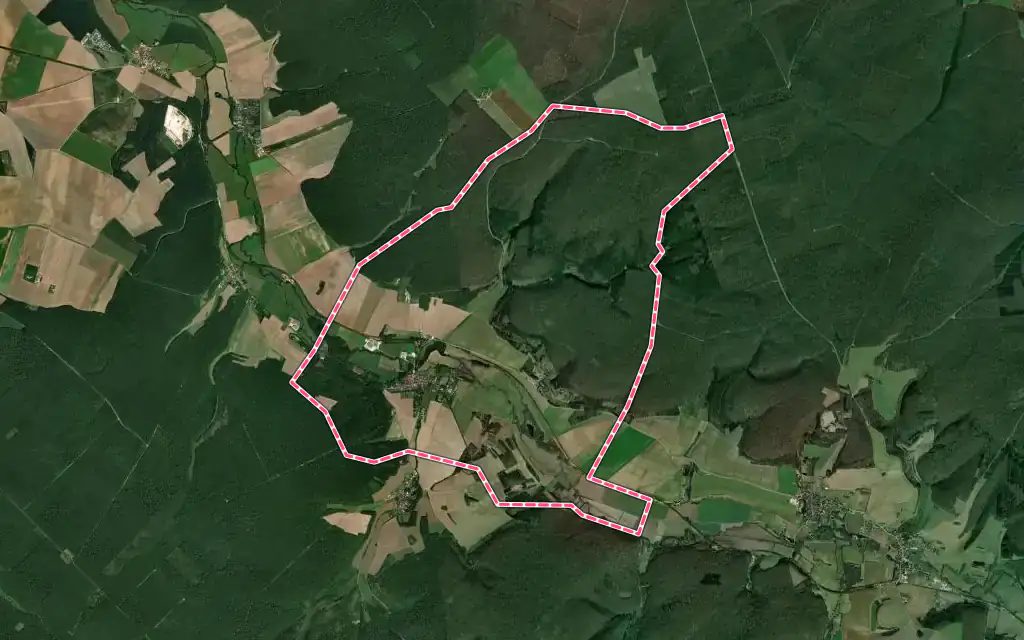 Vue satellite de Vanvey avec ses contours administratifs