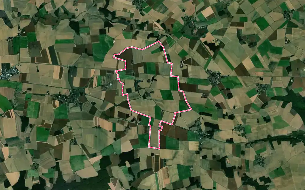Vue satellite de Vanvillé avec ses contours administratifs