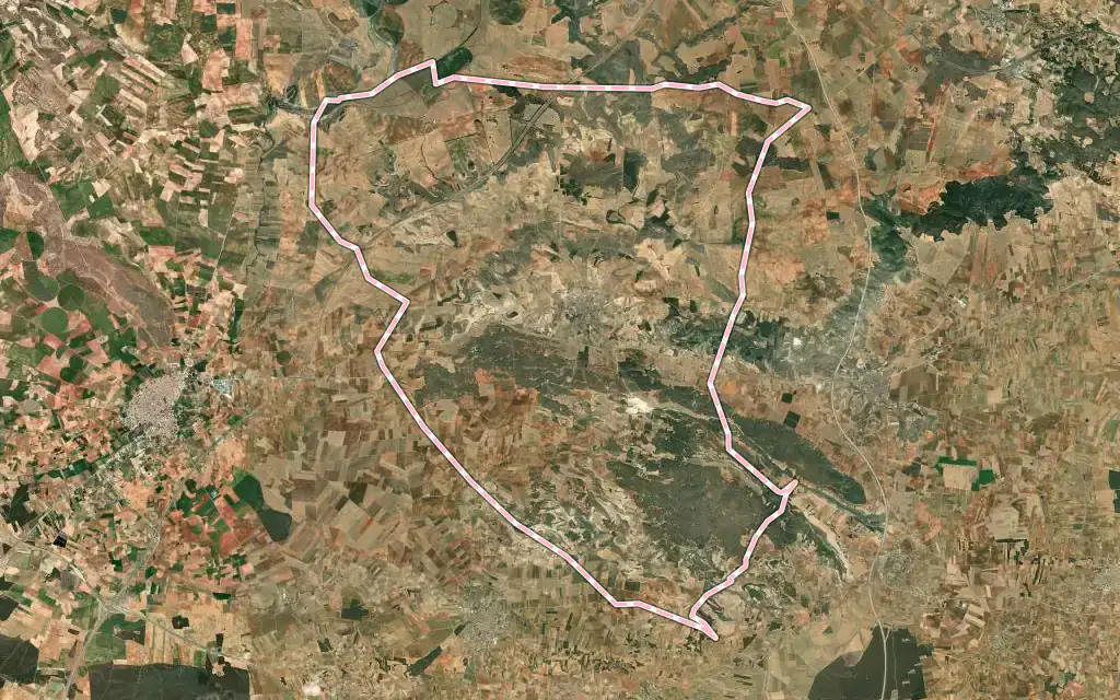 Vista satélite de Vara de Rey con su contorno administrativo