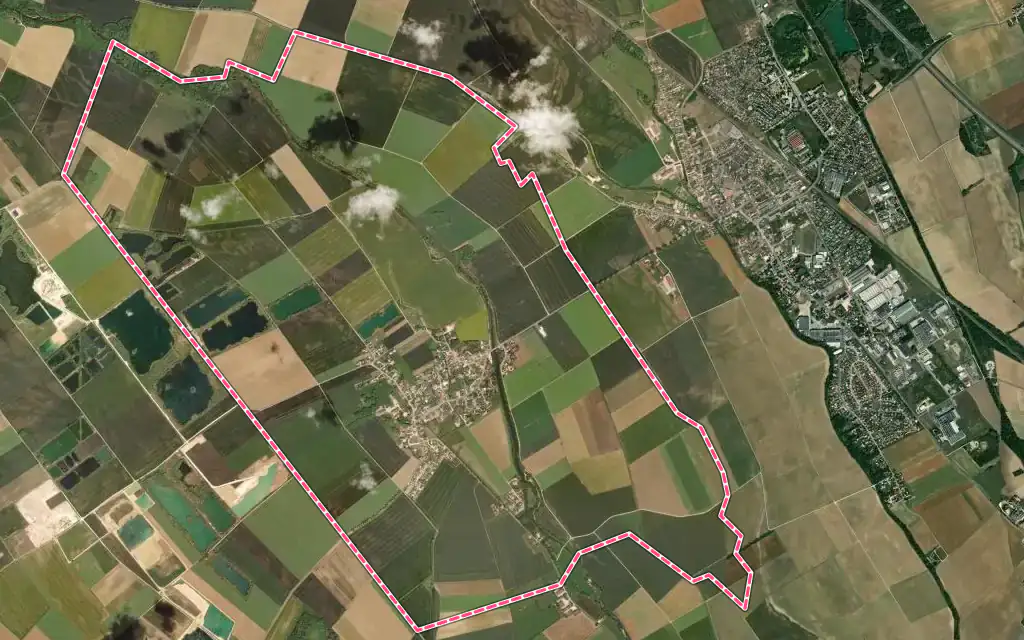 Vue satellite de Varanges avec ses contours administratifs