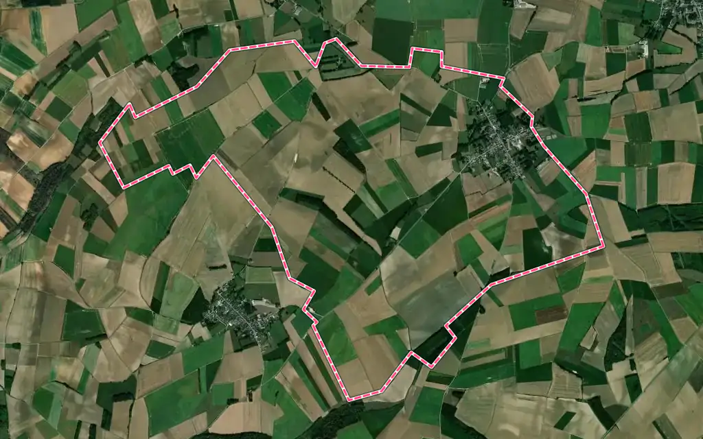Vue satellite de Varennes avec ses contours administratifs