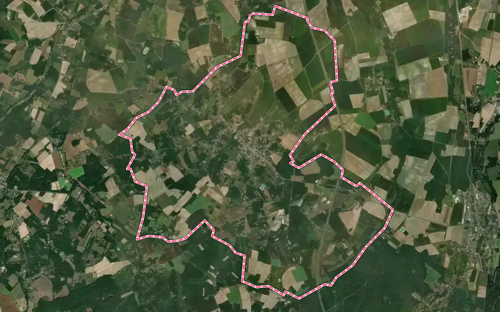 Vue satellite de Varennes-Changy avec ses contours administratifs