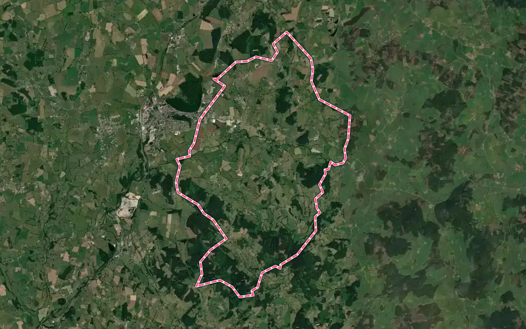 Vue satellite de Varennes-sous-Dun avec ses contours administratifs