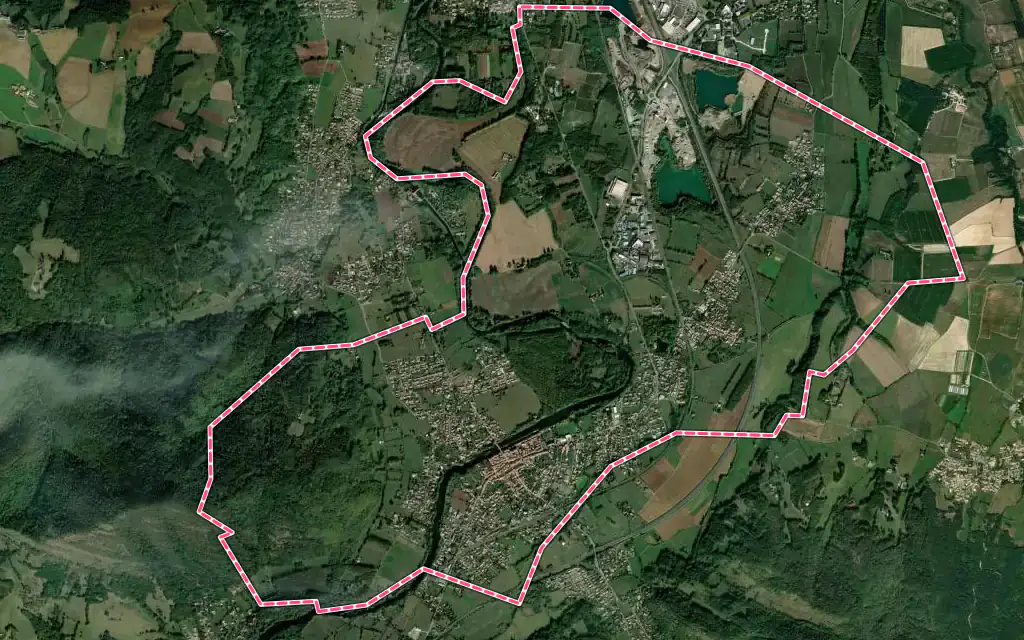Vue satellite de Varilhes avec ses contours administratifs