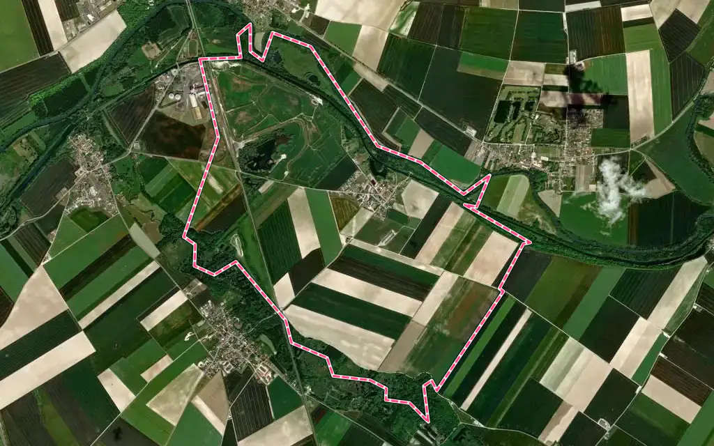 Vue satellite de Variscourt avec ses contours administratifs