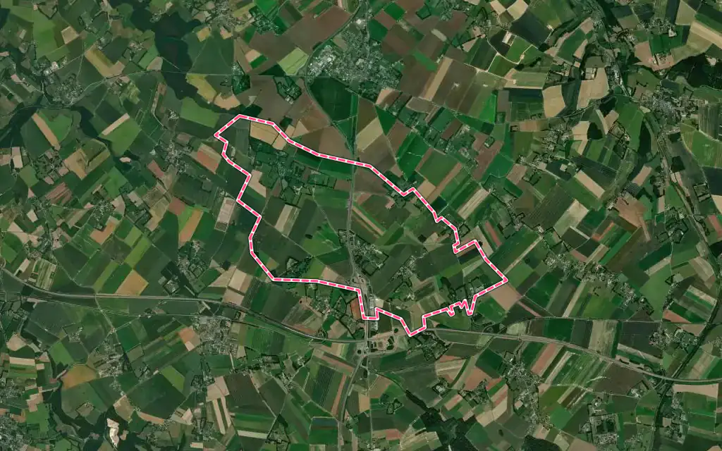Vue satellite de Varneville-Bretteville avec ses contours administratifs
