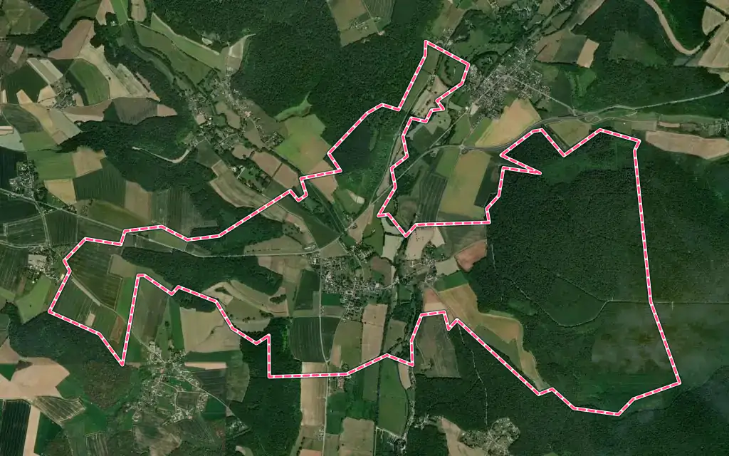 Vue satellite de Vascœuil avec ses contours administratifs